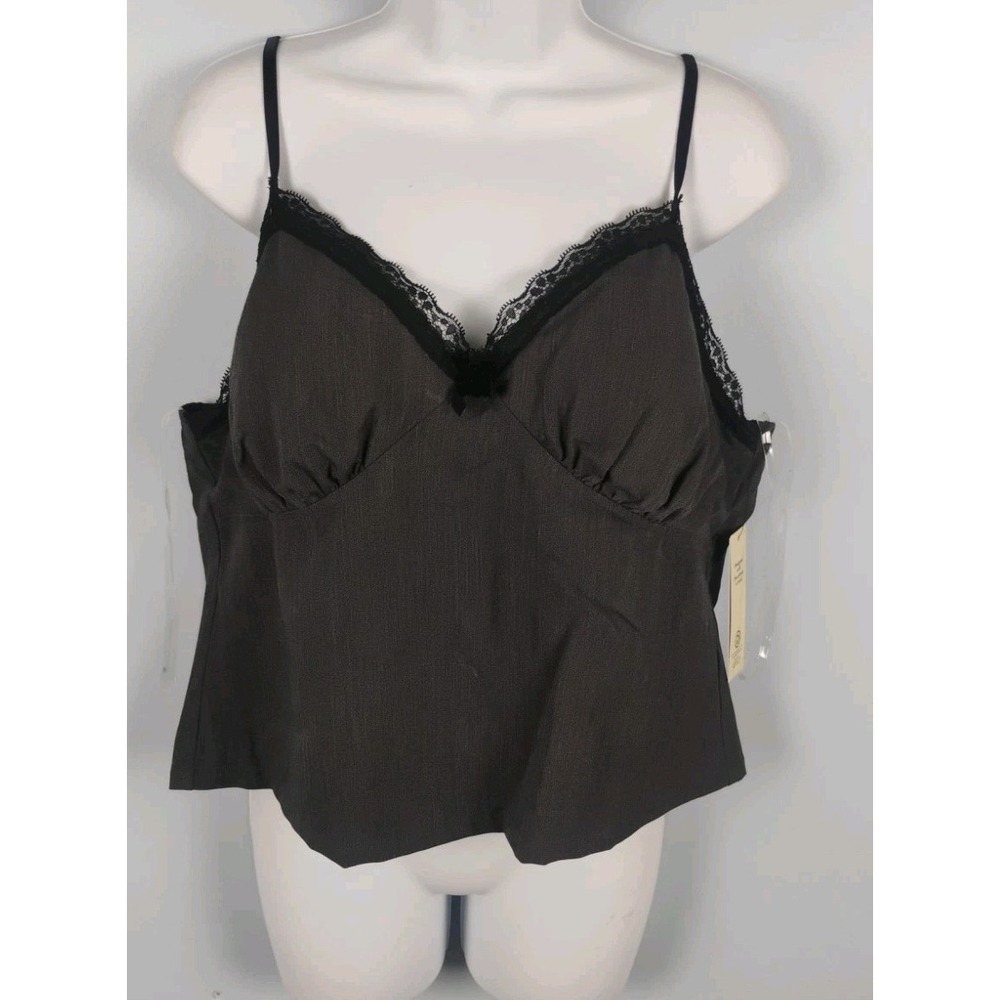 No Boundaries NOBO Women  XL Charcoal Sweetheart Tank Top Adjustable Straps New